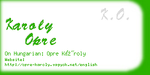 karoly opre business card